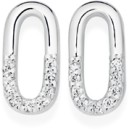 Sterling-Silver-Cubic-Zirconia-Small-Paperclip-Stud-Earrings Sale