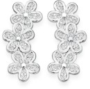 Sterling-Silver-Cubic-Zirconia-Three-Flowers-Earcurve-Earrings Sale
