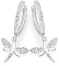 Sterling-Silver-Cubic-Zirconia-Dragonfly-On-Cubic-Zirconia-Hoop-Earrings Sale
