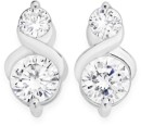 Sterling-Silver-Small-Large-Cubic-Zirconia-With-Twist-Stud-Earrings Sale