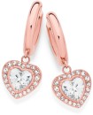 Rose-Plated-Stainless-Steel-Cubic-Zirconia-Heart-Cluster-Hoop-Earrings Sale
