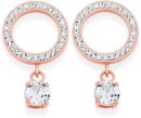 Rose-Plated-Stainless-Steel-Crystal-Circle-with-Claw-Set-Drop-Earrings Sale