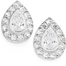 Sterling-Silver-Pear-Cubic-Zirconia-Cluster-Stud-Earrings Sale