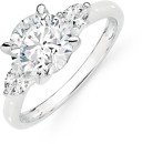 Sterling-Silver-Round-and-Pear-Cubic-Zirconia-Ring Sale