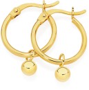 9ct-Gold-Polished-Hoop-Earrings-with-Ball-Drop Sale
