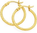 9ct-Gold-2x15mm-Diamond-Cut-Hoop-Earrings Sale
