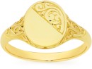 9ct-Gold-Filigree-Engravable-Polished-Oval-Signet-Ring Sale