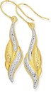 9ct-Gold-Two-Tone-Flame-Drop-Earrings Sale