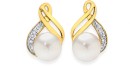 9ct-Gold-Freshwater-Pearl-Diamond-Earrings Sale