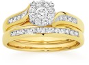 9ct-Gold-Diamond-Round-Brilliant-Cut-Cluster-Swirl-Bridal-Set Sale