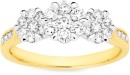 9ct-Gold-Diamond-Cluster-Trilogy-Ring Sale