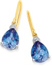 9ct-Gold-Created-Ceylon-Sapphire-Diamond-Pear-Shape-Hook-Earrings Sale