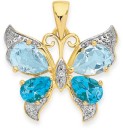 9ct-Gold-Multi-Topaz-Diamond-Butterfly-Pendant Sale
