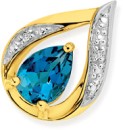 9ct-Gold-London-Blue-Topaz-Diamond-Slider-Pendant Sale