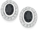 Sterling-Silver-Black-Cubic-Zirconia-Cluster-Stud-Earrings Sale