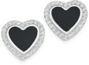 Sterling-Silver-Onyx-Heart-Cubic-Zirconia-Studer-Earrings Sale