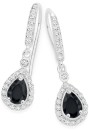 Sterling-Silver-Pear-Black-Cubic-Zirconia-Cluster-Hook-Earrings Sale