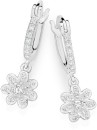 Sterling-Silver-Cubic-Zirconia-Hoop-with-Flower-Earrings Sale