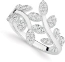 Sterling-Silver-Cubic-Zirconia-Leaves-Crossover-Ring Sale