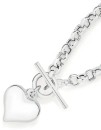 Sterling-Silver-19cm-Belcher-Puff-Heart-Fob-Bracelet Sale