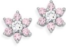 Sterling-Silver-Pink-Cubic-Zirconia-Flower-Clusteer-Stud-Earrings Sale