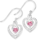Sterling-Silver-Pink-Cubic-Zirconia-Heart-Drop-Earrings Sale