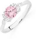 Sterling-Silver-Pink-Cubic-Zirconia-Dress-Ring Sale