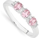 Sterling-Silver-Three-Pink-Cubic-Zirconia-Anniversay-Ring Sale