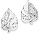 Sterling-Silver-Cubic-Zirconia-Leaf-Earrings Sale