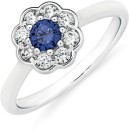 Sterling-Silver-Dark-Blue-Cubic-Zirconia-Flower-Cluster-Ring Sale