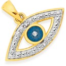 9ct-Gold-Blue-Rhodium-Diamond-Evil-Eye-Pendant Sale