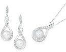 Sterling-Silver-Cultured-Freshwater-Pearl-in-Cubic-Zirconia-Infinity-Set Sale