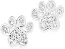 Sterling-Silver-Cubic-Zirconia-Paw-Print-Stud-Earrings Sale