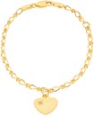 9ct-Gold-Childrens-16cm-Solid-Figaro-11-with-Diamond-Heart-Charm-Bracelet Sale