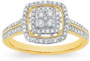9ct-Gold-Diamond-Cushion-Halo-Cluster-Ring Sale