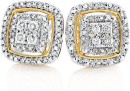 9ct-Gold-Diamond-Cushion-Cluster-Stud-Earrings Sale