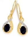 9ct-Gold-Natural-Sapphire-Diamond-Hook-Earrings Sale
