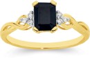 9ct-Gold-Black-Sapphire-Diamond-Ring Sale