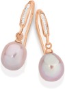 9ct-Rose-Gold-Pink-Cultured-Freshwater-Pearl-Diamond-Hook-Earrings Sale