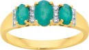 9ct-Gold-Emerald-10ct-Diamond-Trilogy-Ring Sale