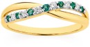 9ct-Gold-Natural-Emerald-10ct-Diamond-Crossover-Ring Sale