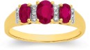9ct-Gold-Ruby-10ct-Diamond-Oval-Trilogy-Ring Sale
