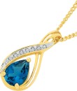 9ct-Gold-London-Blue-Topaz-Diamond-Swirl-Slider-Pendant Sale