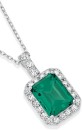 Sterling-Silver-Dark-Green-Emerald-Cut-Cubic-Zirconia-Cluster-Pendant Sale