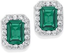 Sterling-Silver-Dark-Green-Cubic-Zirconia-Emerald-Cut-Cluster-Earrings Sale