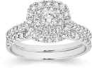 9ct-White-Gold-Diamond-Cluster-Bridal-Set Sale