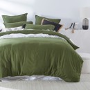 Washed-Linen-Look-Moss-Green-Quilt-Cover-Set-by-Essentials Sale