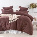 Washed-Linen-Look-Chocolate-Quilt-Cover-Set-by-Essentials Sale