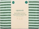 Openook-Flannelette-Sheet-Set-Queen-Green-Stripe Sale