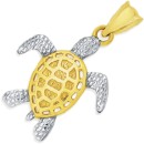 9ct-Gold-Two-Tone-Diamond-Cut-Turtle-Pendant Sale